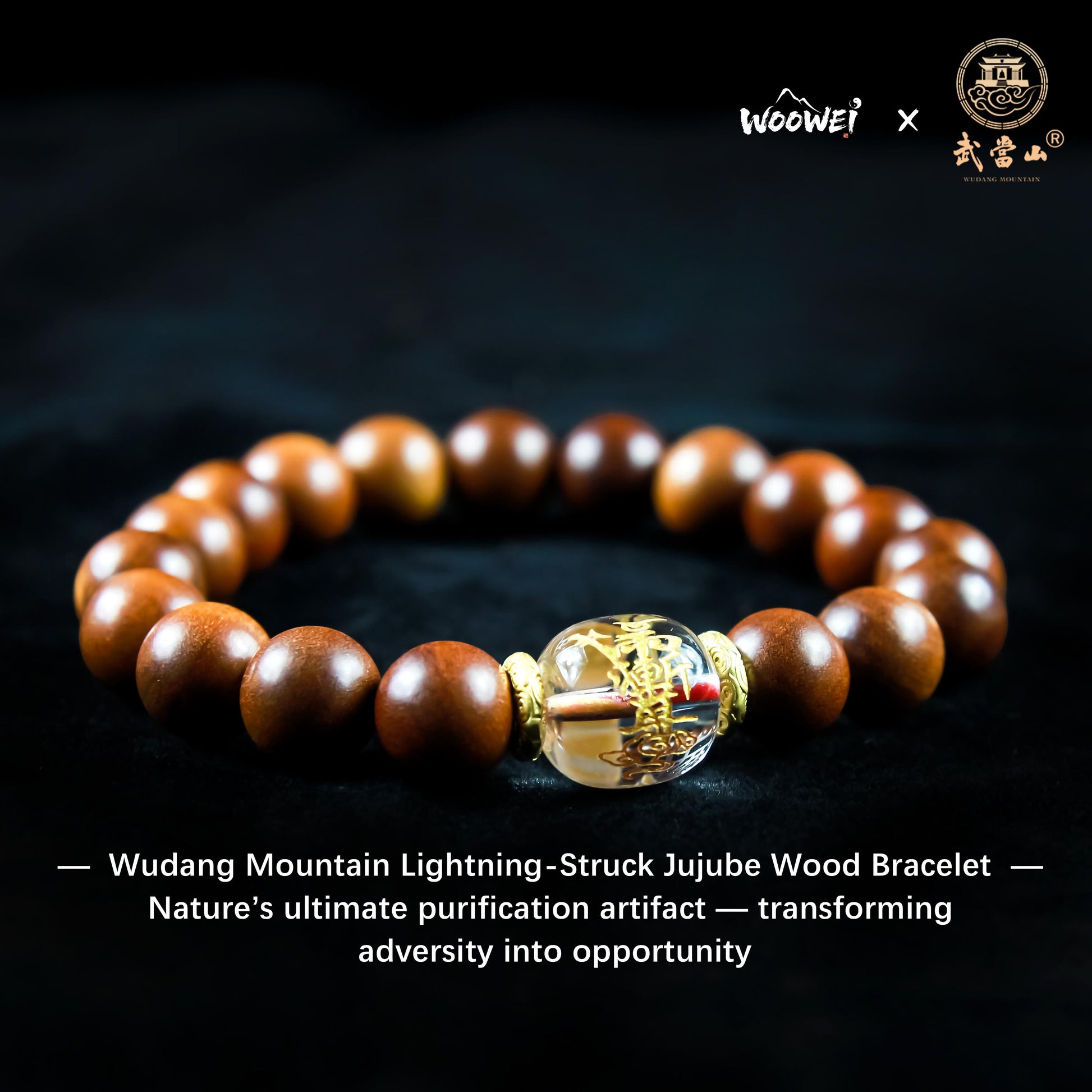 Wudang Mountain Lightning-Struck Jujube Wood Bracelet