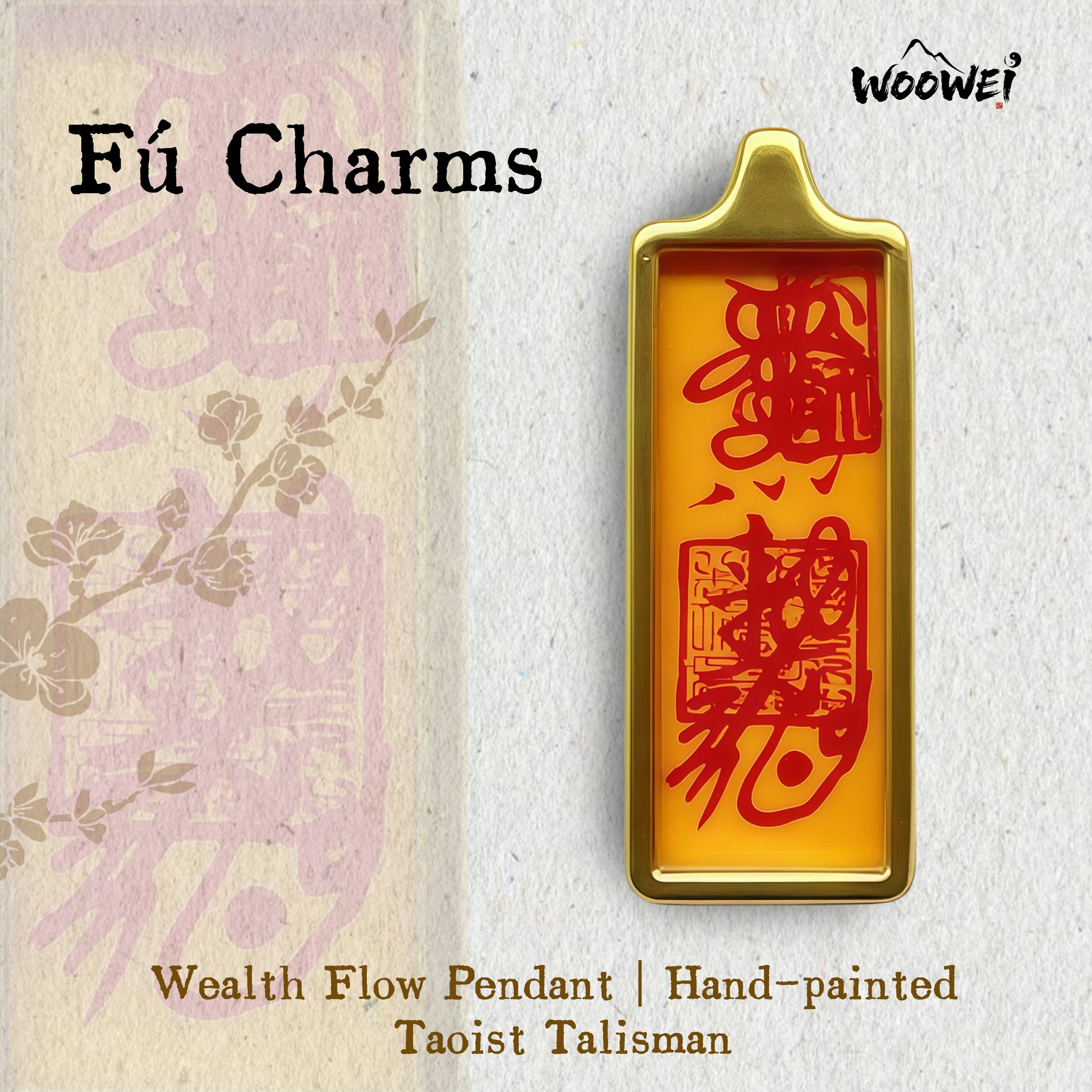Wealth Flow Pendant | Hand-painted Taoist Talisman