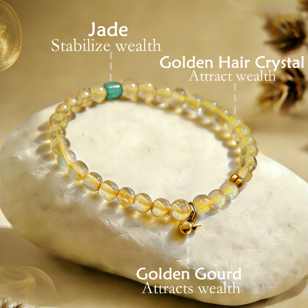 Crystal Bracelet · Golden Fortune and Wealth Attraction Crystal Bracelet (Golden Hair Crystal)
