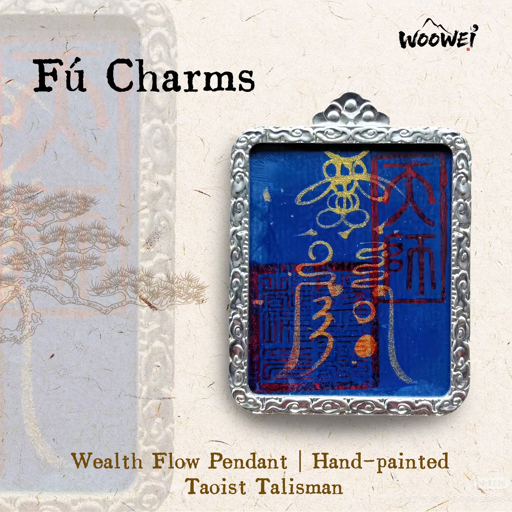 0015-Wealth Flow Pendant | Hand-painted Taoist Talisman