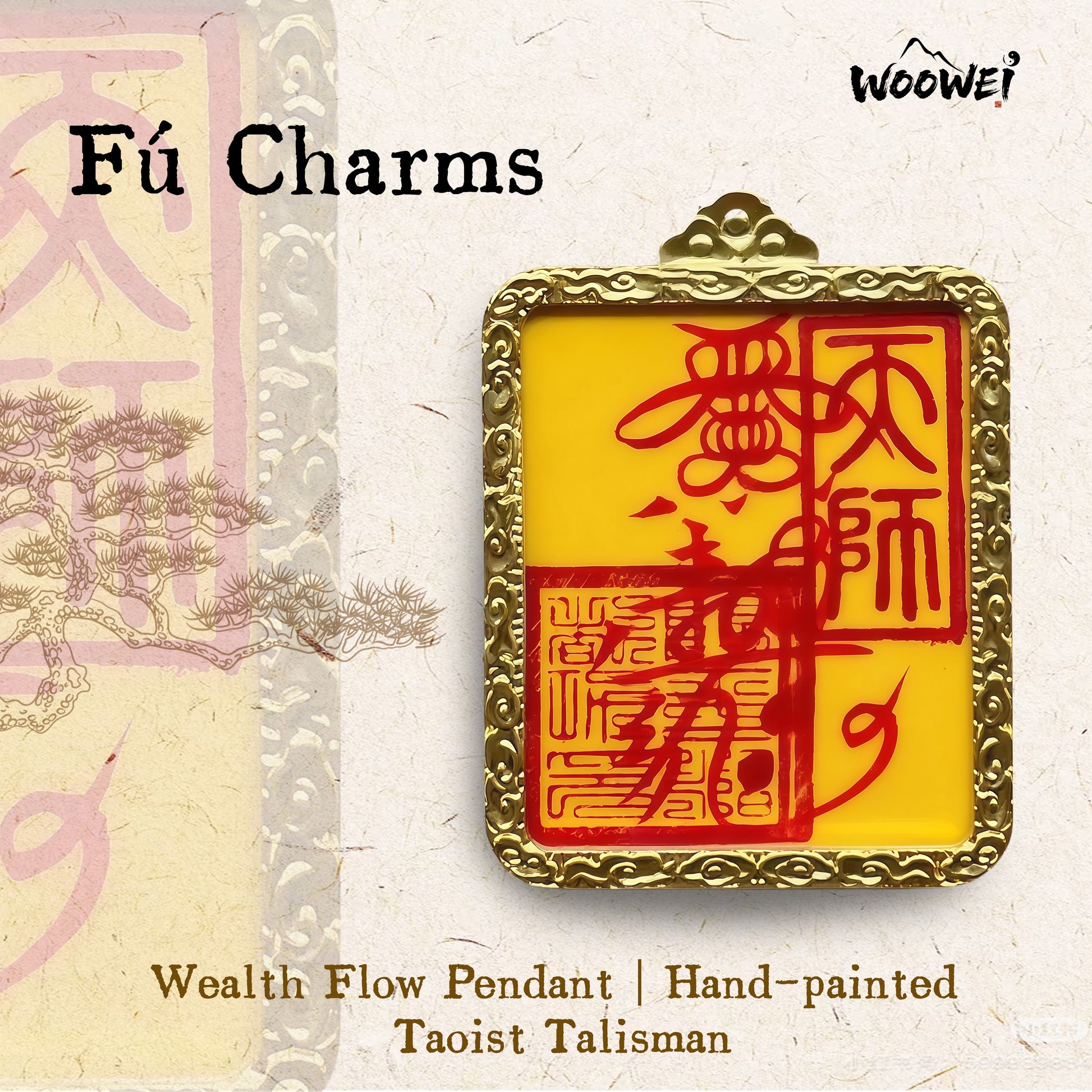 0015-Wealth Flow Pendant | Hand-painted Taoist Talisman