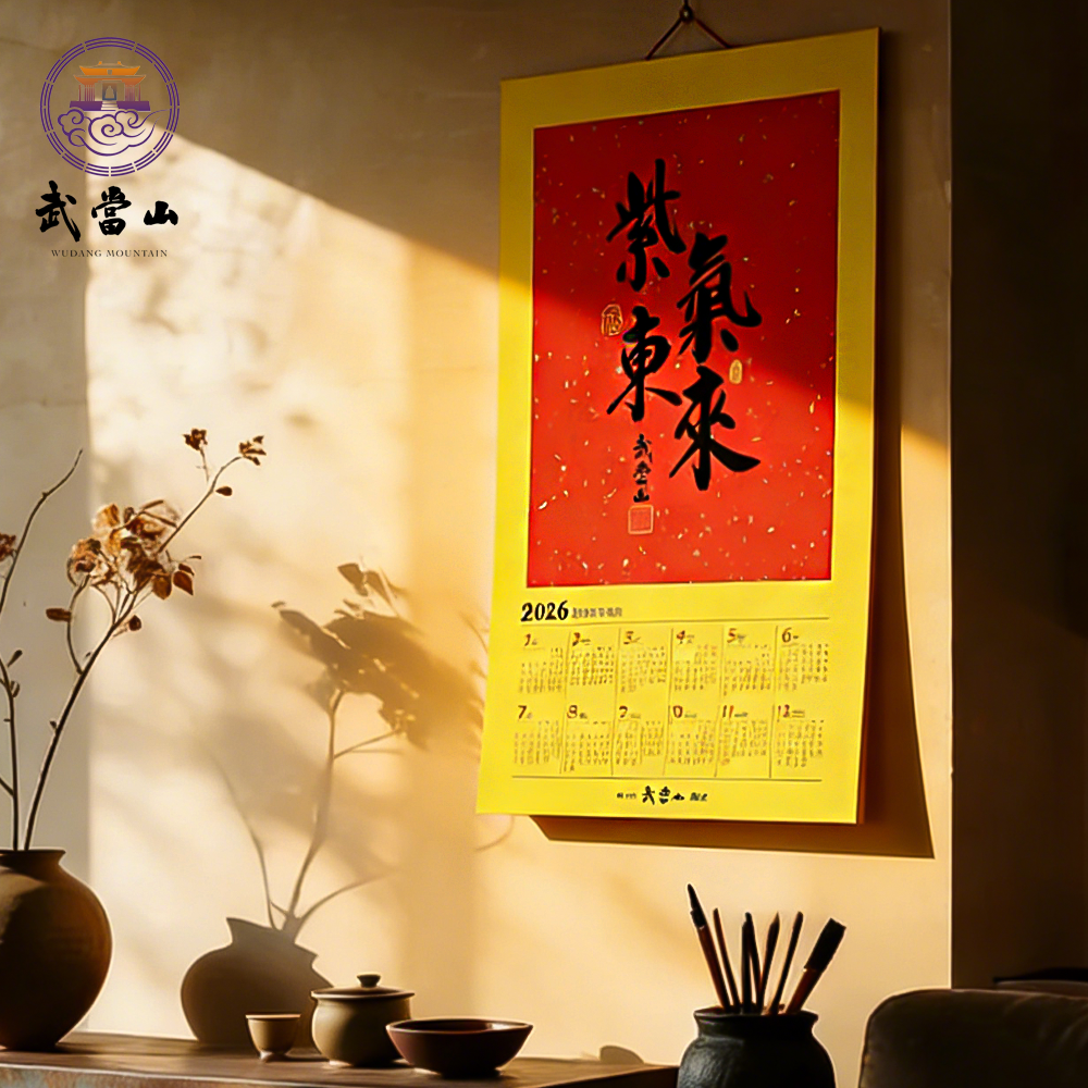 Wudang Mountain "Purple Energy Arises" Calligraphy Wall Calendar