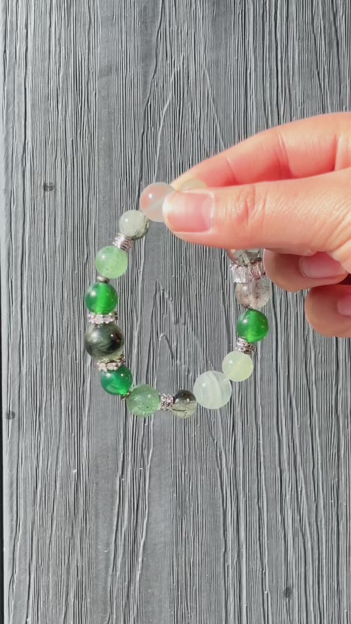 Designer Wood Element Crystal Bracelet